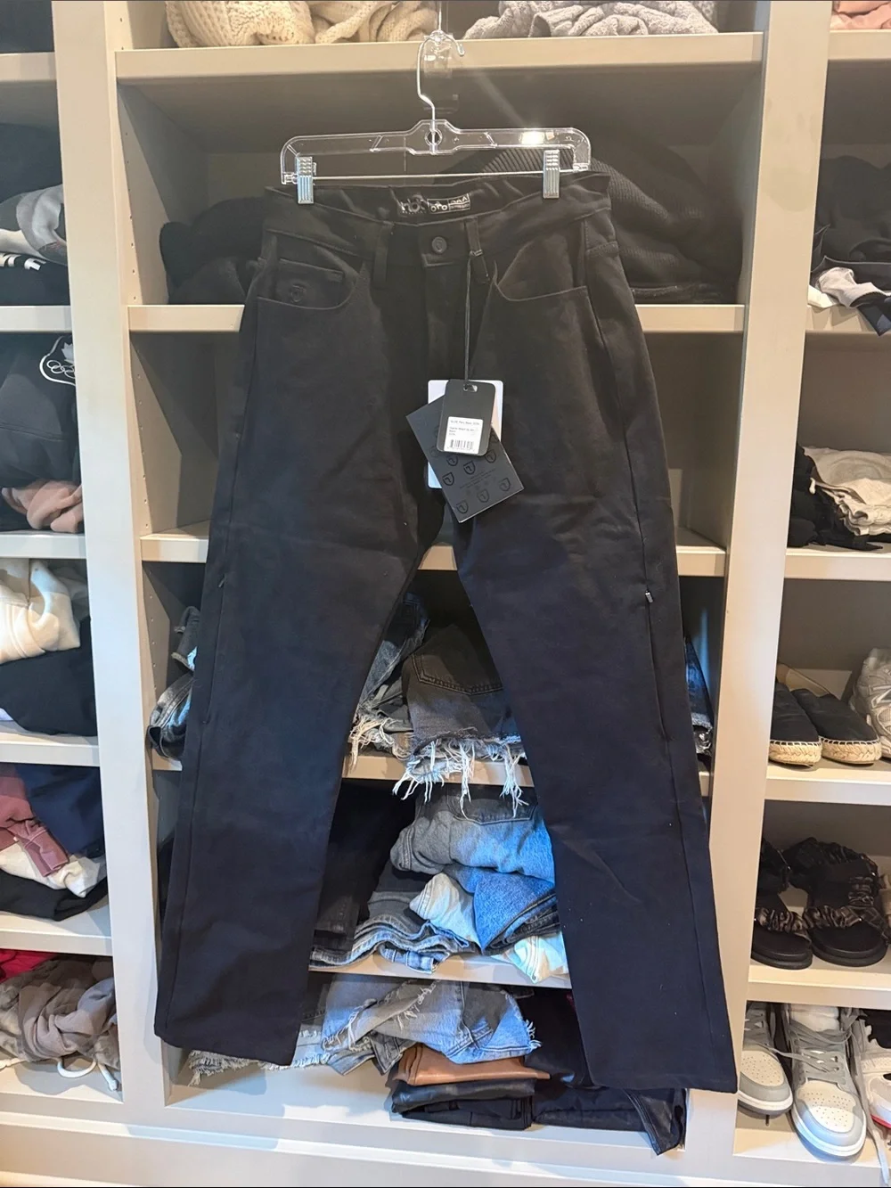 Straight Fit Men’s motorbike riding Jeans in Black